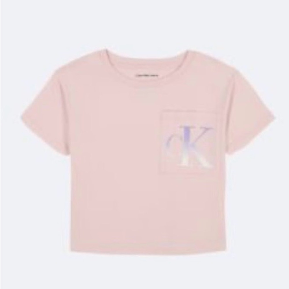 /Calvin Klein - Girls Monogram Logo Pocket Boxy Tee - New L-